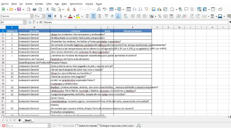 check list de recepcion de materia prima